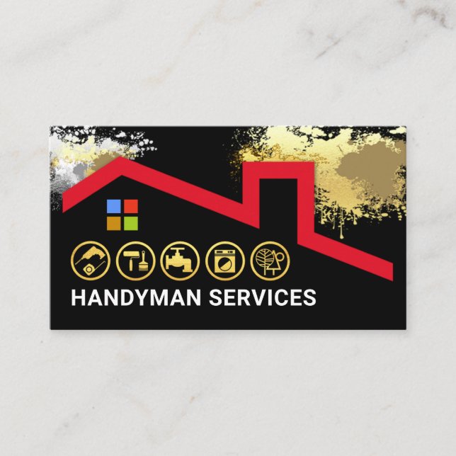 Cartão De Visita Paint Splatters Rooftop Building (Frente)