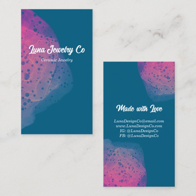 Cartão De Visita Painted Pink Rainbow Jewelry Business Card  (Frente/Verso)