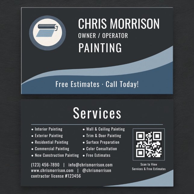 Cartão De Visita Painting Painter QR Code (Criador carregado)