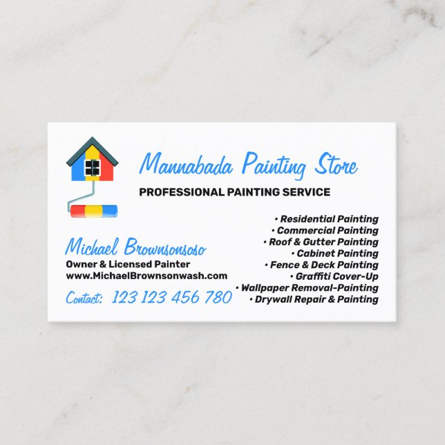 Cartão De Visita Painting Service Decor Modern Professional (Frente)