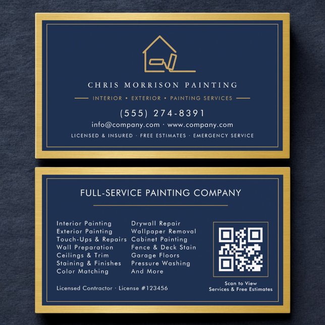 Cartão De Visita Painting Service QR Code Home Painter  (Criador carregado)