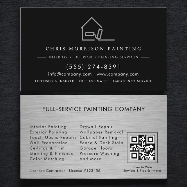 Cartão De Visita Painting Services QR Code (Criador carregado)