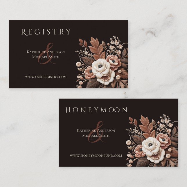 Cartão De Visita País Elegante Moderno Ocidental- Floral (Frente/Verso)