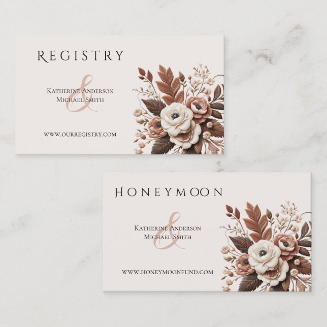 Cartão De Visita País Elegante Moderno Ocidental- Floral (Frente/Verso)