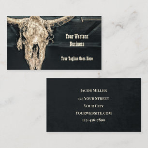 Cartão De Visita País Ocidental Beige Cinza Rustic Bull Crânio de