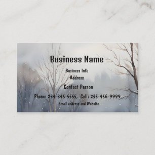 Cartão De Visita Paisagem Cêntrica de Aquarela Personalizada Neve