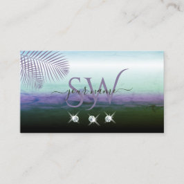 Cartão De Visita Paisagem Cores de Água Espumantes Iniciais de Diam