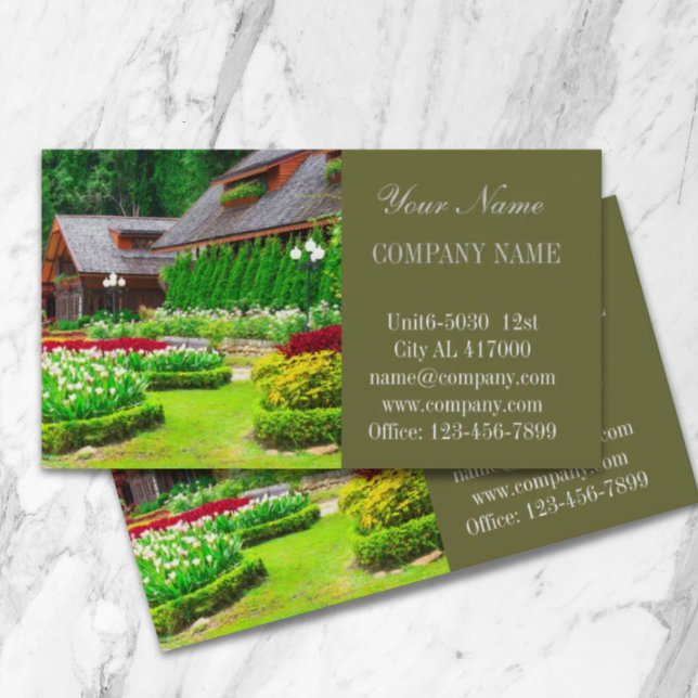 Cartão De Visita Paisagem designer paisagista de cuidados com o gra (Landscape designer lawn care landscaping business card)