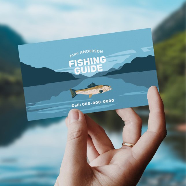 Cartão De Visita Paisagem do Lago Serene - Guia de Pesca (Serene Lake Landscape - Fishing Guide Business Card)