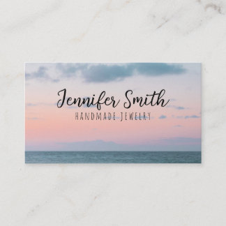 Cartão De Visita Paisagem litoral rosa suave náutica