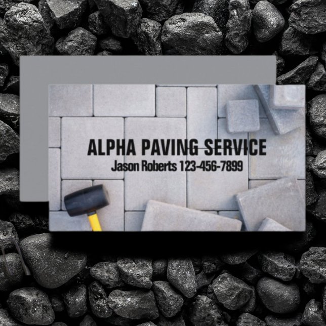 Cartão De Visita Paisagismo com a Masonaria de Pedra de Pavimentaçã (Landscaping Brick Paver Paving Stone Masonry Business Card)