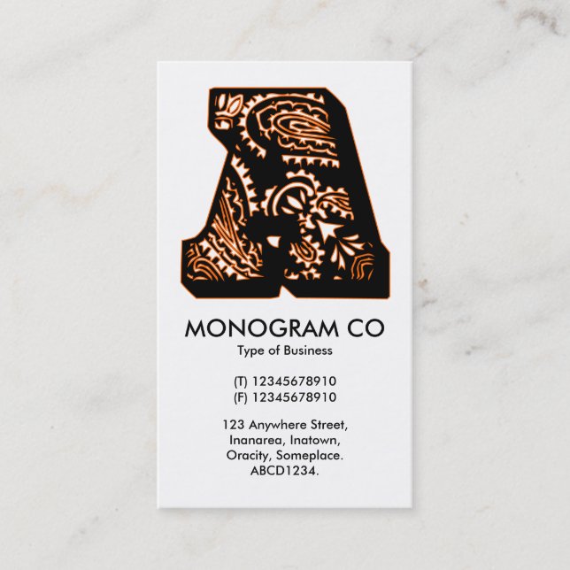 Cartão De Visita Paisley Monograma - A (Frente)