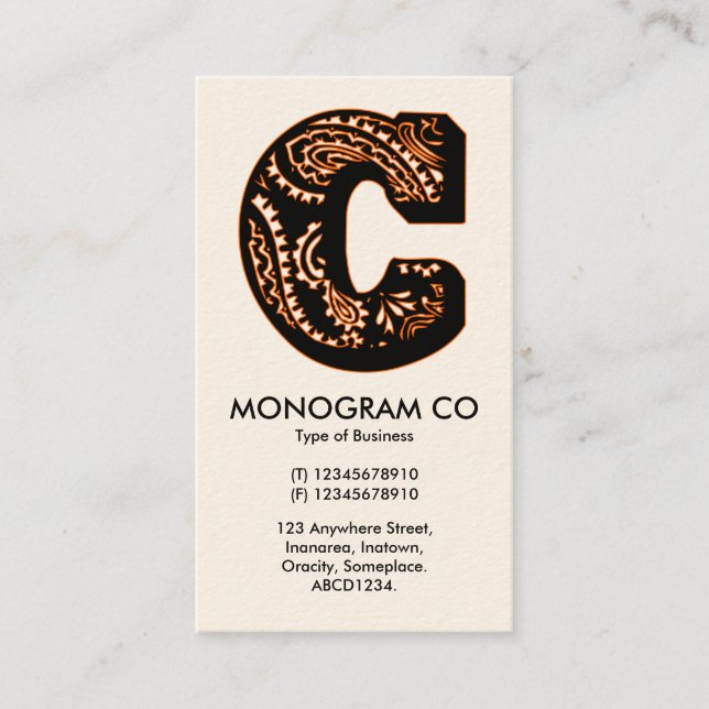 Cartão De Visita Paisley Monograma - B (Frente)