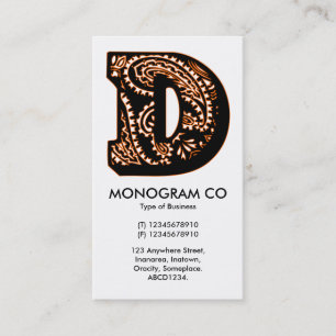 Cartão De Visita Paisley Monograma - D
