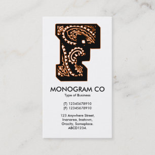 Cartão De Visita Paisley Monograma - F