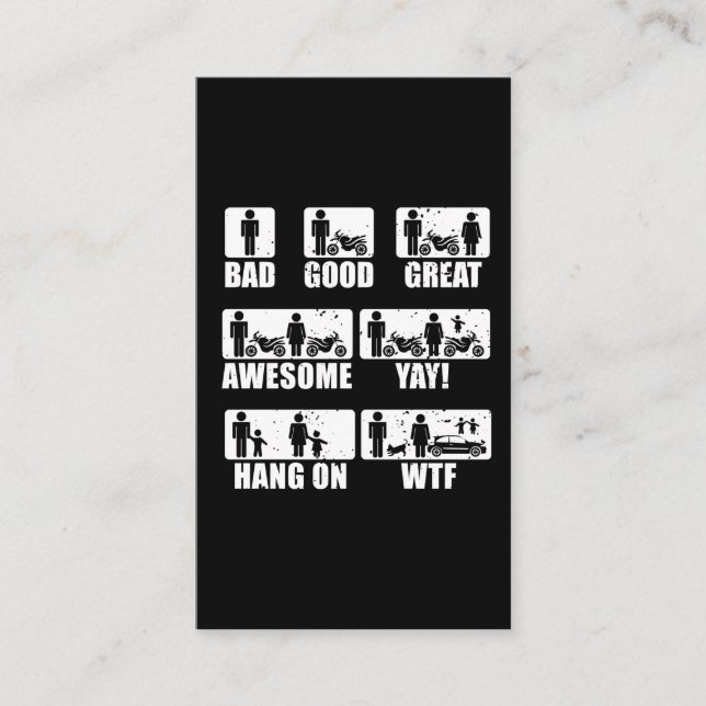 Cartão De Visita Paixão de Moto Casou Casais Biker Humor (Frente)