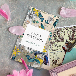 Cartão De Visita Paixão Elegante Flores de Cinza Prateada Beleza