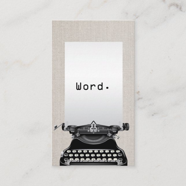 Cartão De Visita "Palavra. Do "escritor de linho elegante da (Frente)