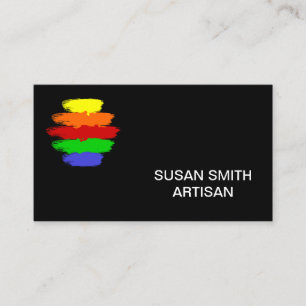 Cartão De Visita Paleta de cores do arco-íris preto