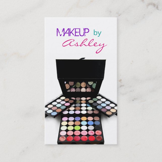 Cartão De Visita Paleta de Tinta Face e Pincéis - Artista Makeup (Frente)