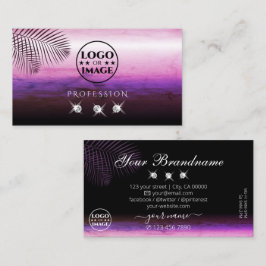 Cartão De Visita Palma de Aquarela Rosa Púrpura Deixa As Joias Adic