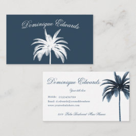 Cartão De Visita Palma Tropical Na moda Blue White Professional