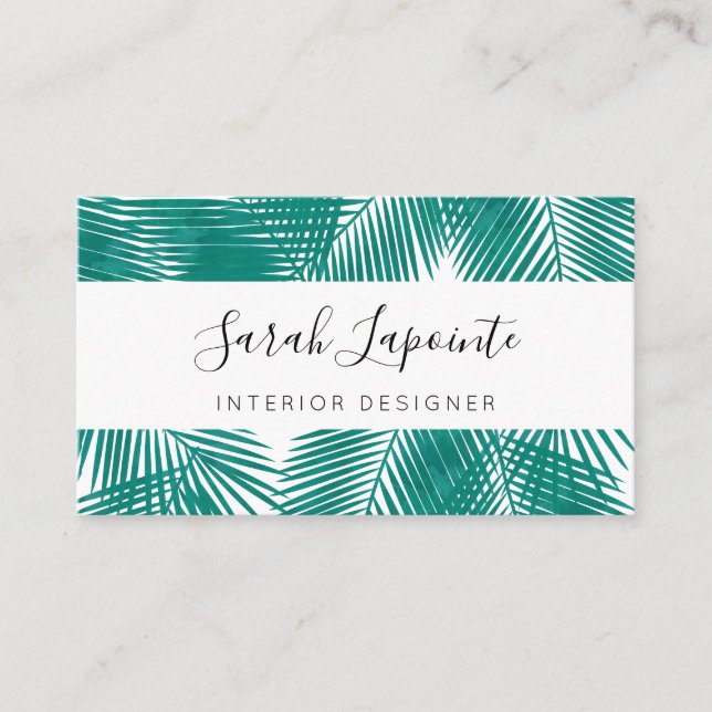 Cartão De Visita Palma Verde Tropical Deixa Design elegante (Frente)