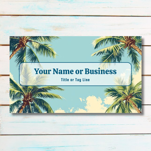 Cartão De Visita Palmeiras costeiras tropicais Retro Beach (Front - Tropical Coastal Palm Trees Retro Beach Business Card)
