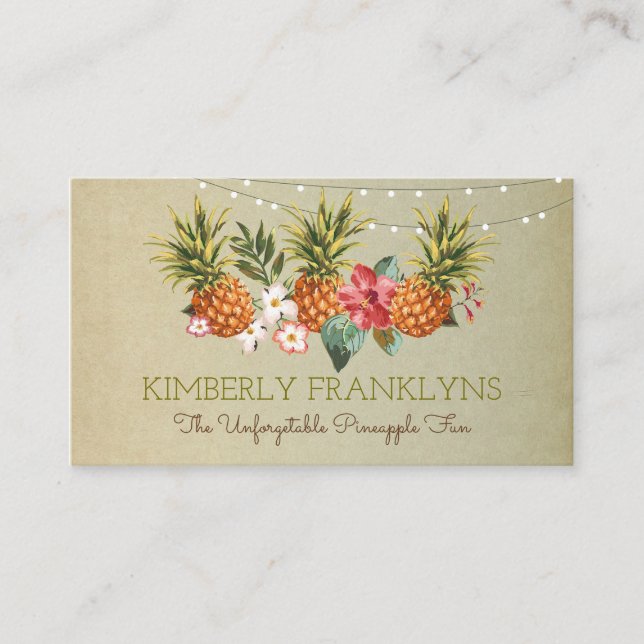 Cartão De Visita palmeiras de verão da praia tropical do abacaxi (Frente)