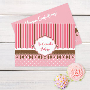 Cartão De Visita Panificação de cupcake Castanho-Rosa Estimulado