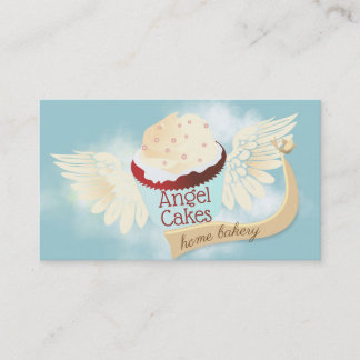 Cartão De Visita panificação de cupcake de veludo vermelho voador
