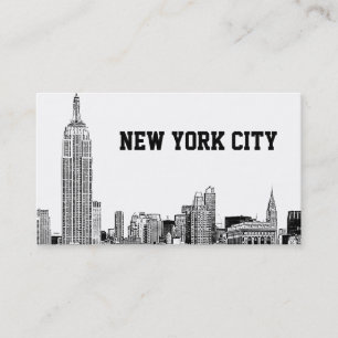 Cartão De Visita Panorama da Cidade de Nova York Gravado 01