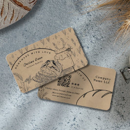 Cartão De Visita Pão Caseiro Integral Desenho à Mão Sourdough Rusti