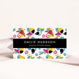 Cartão De Visita Papagaios Coloridos, Flores, Compro de Animais de 