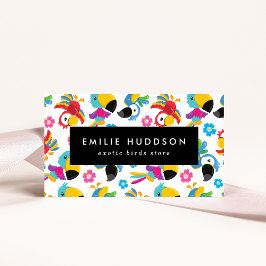 Cartão De Visita Papagaios Coloridos, Flores, Compro de Animais de 