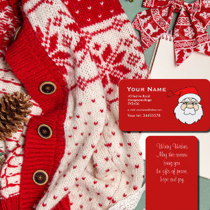 Cartão De Visita Papai Noel gráfico em vermelho