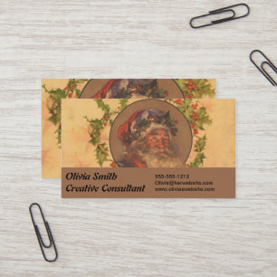Cartão De Visita Papai Noel Leyendecker Antigo Vitoriano