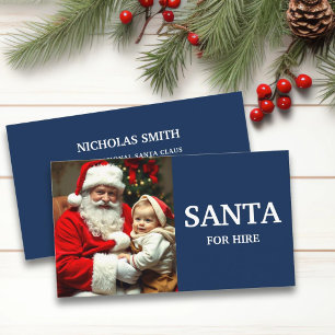 Cartão De Visita Papai Noel Profissional Azul para Aluguer Foto