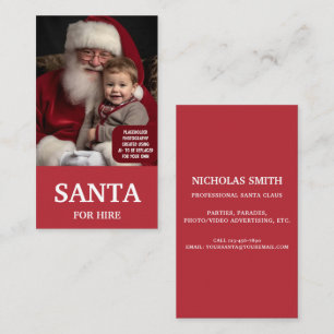 Cartão De Visita Papai Noel Profissional para Aluguel Foto Vertical