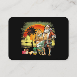 Cartão De Visita Papai Noel Surfista de Verão Tropical 6 Pack Natal