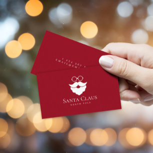 Cartão De Visita Papai Noel Vermelho Escuro Logotipo Polo Norte Min
