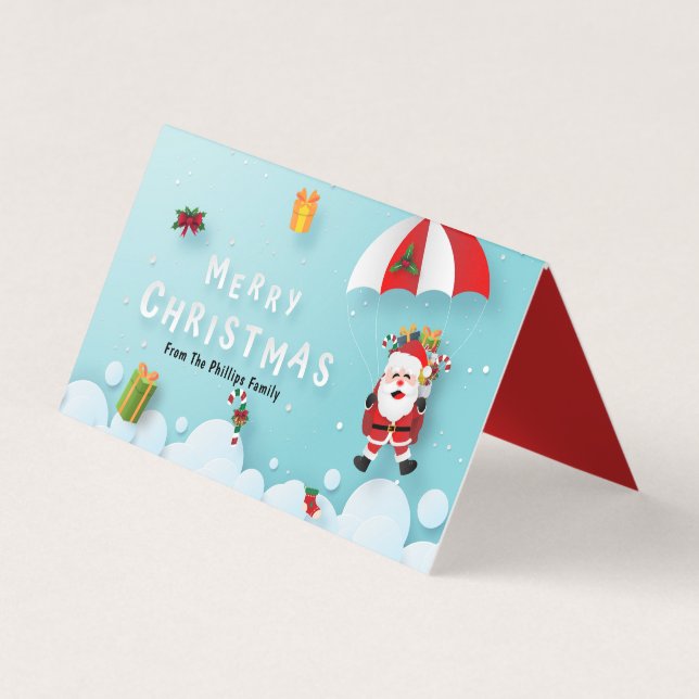 Cartão De Visita Papais noeis de Paraquedas de Natal Tratam a Carte (Frente)