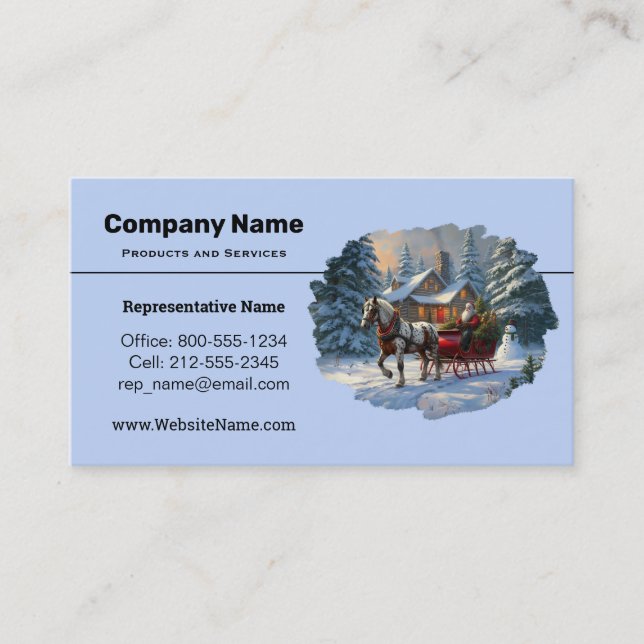 Cartão De Visita Papais noeis de Sleigh de um cavalo natalino (Frente)