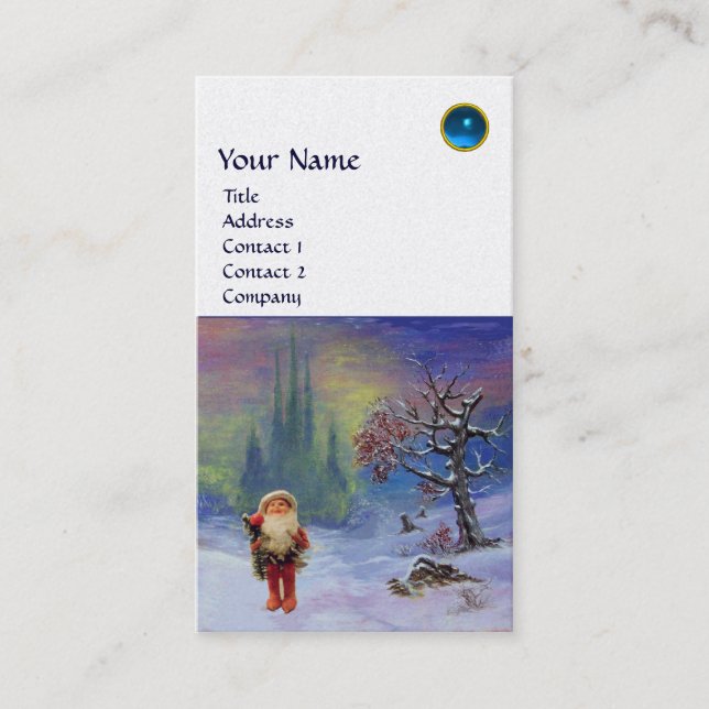 Cartão De Visita PAPAIS NOEIS DOS GNOMES MONOGRAM Blue Sapphire Pea (Frente)