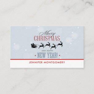 Cartão De Visita Papais noeis e sua Reindeer Voadora Silhouette Nat