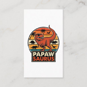 Cartão De Visita Papawsaurus Design Vetorial Dinossauro Retro Pôr d