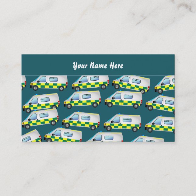 Cartão De Visita Papel de parede da ambulância, seu nome aqui (Frente)