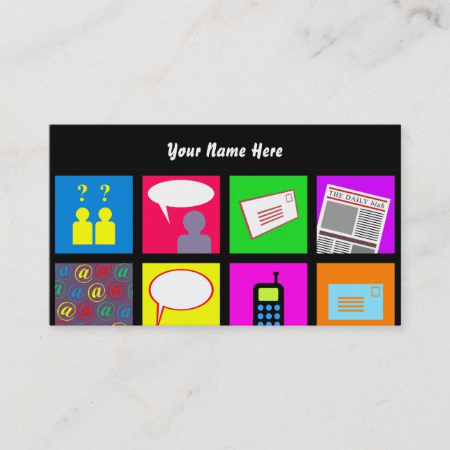 Cartão De Visita Papel de parede do azulejo de uma comunicação, seu (Frente)