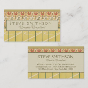 Cartão De Visita Papel de Parede Floral Art Nouveau Alfonse Mucha P