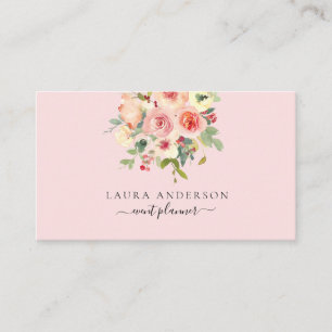 Cartão De Visita Papel de parede floral em aquarela suave em rosa n